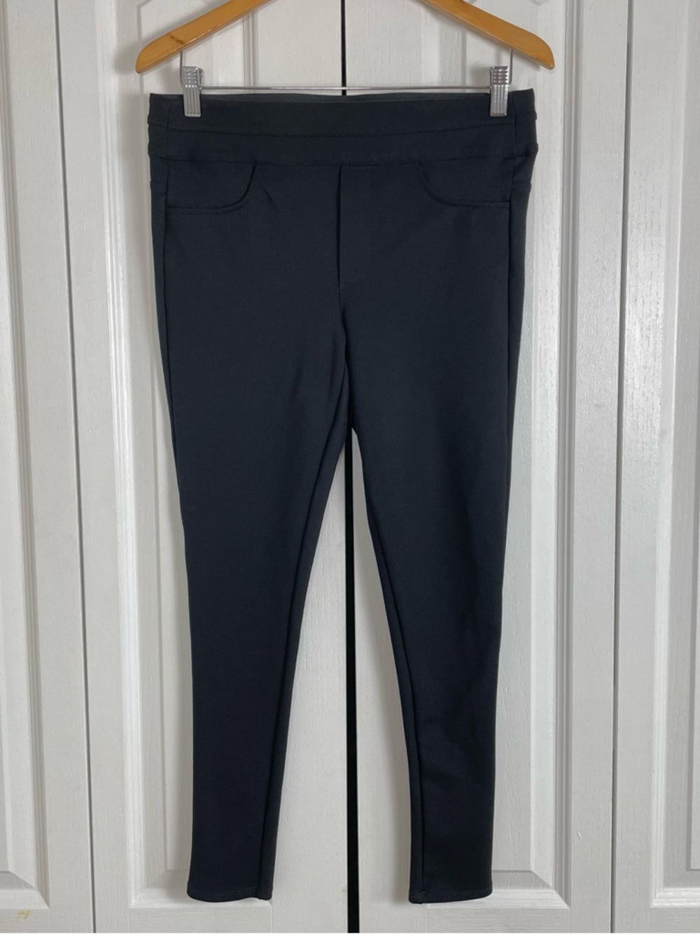 Wit & Wisdom Ab Solution Pull on Ponte Knit Skinny Pants Jeggings Womens L Black